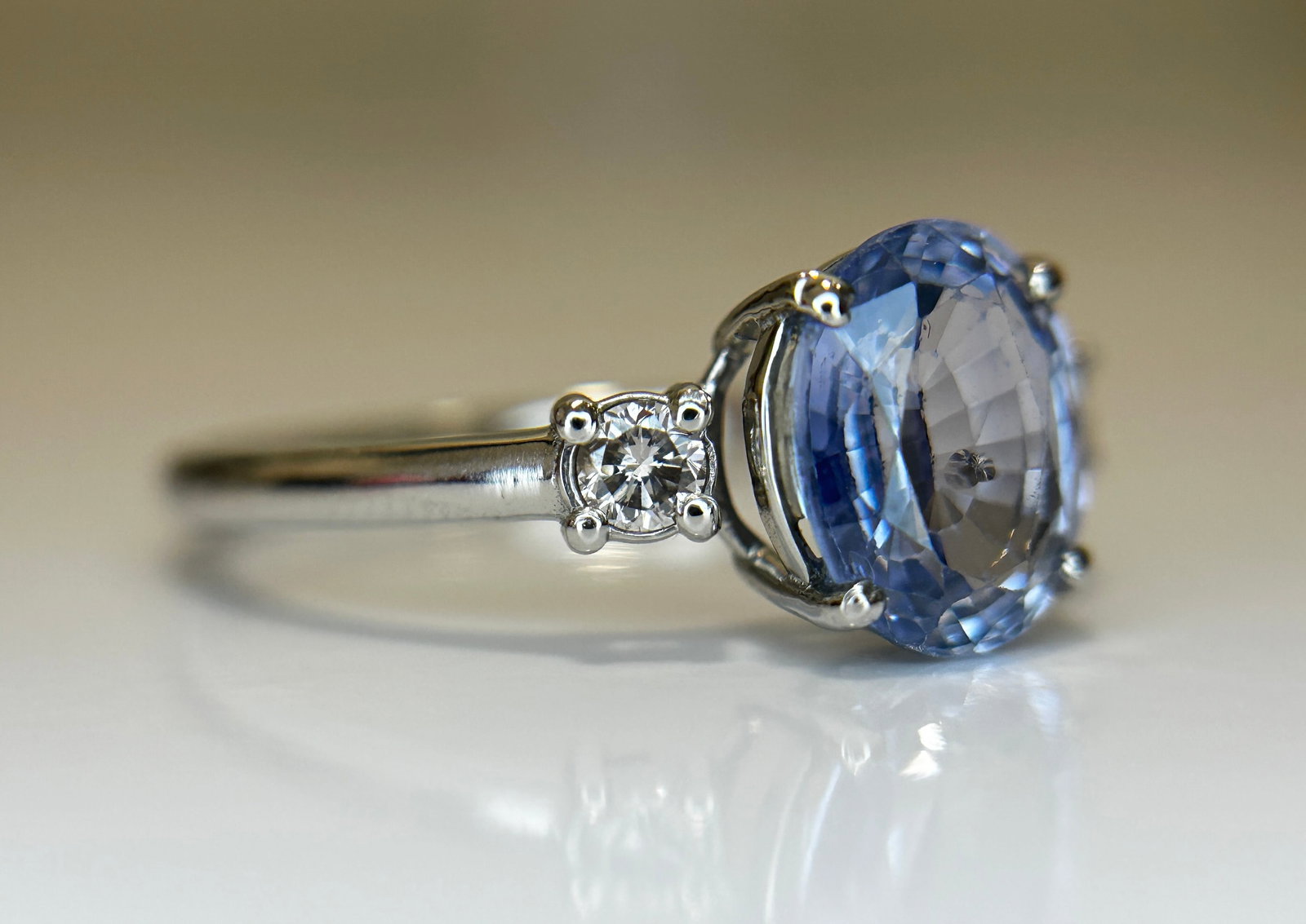 Beautiful 1.75 Ct Unheated Ceylon Cornflour Blue Sapphire Diamonds & 950 Platinum - 7
