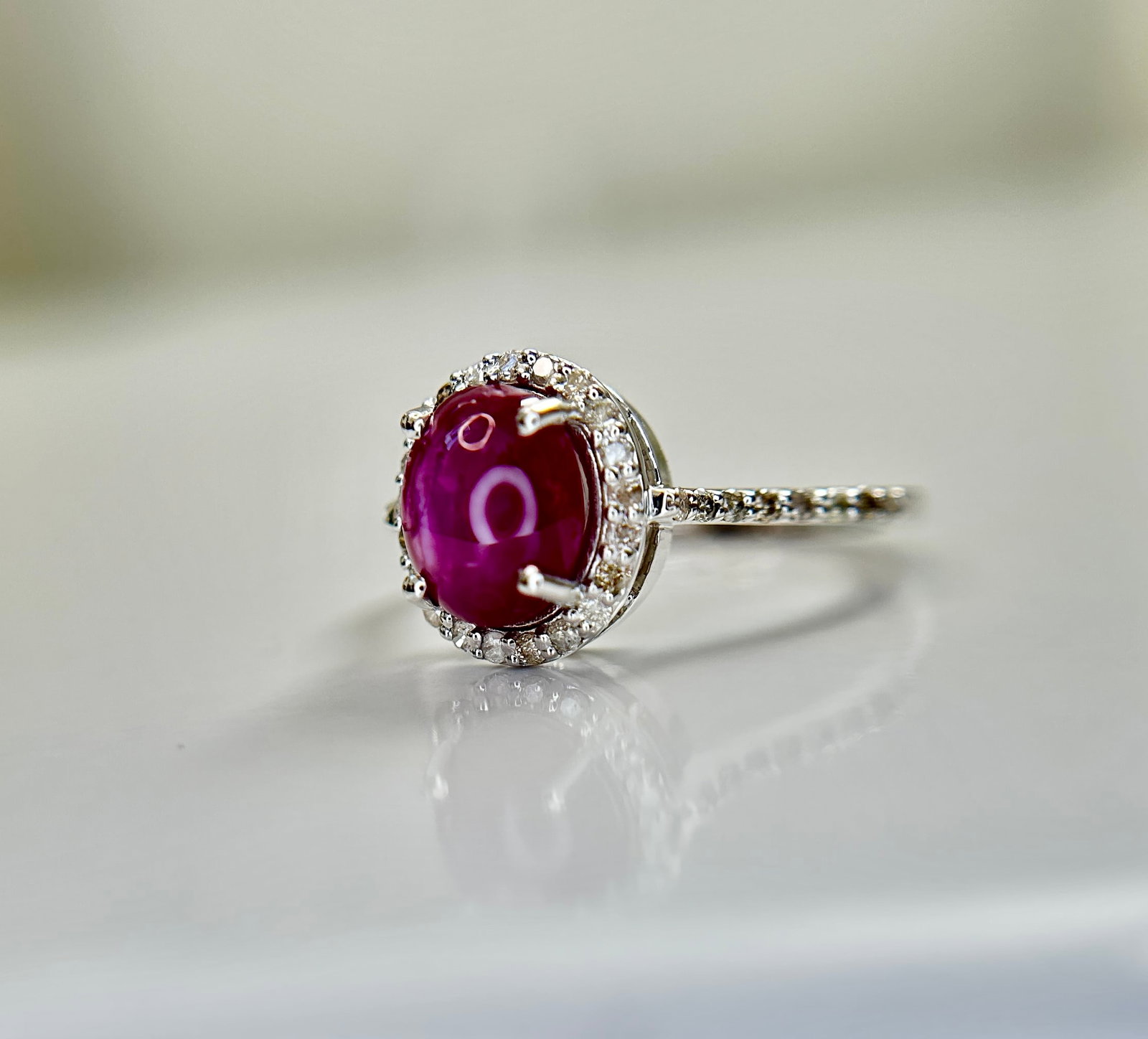 Natural Star Ruby Ring 2.71ct With Natural Diamonds & 18k Gold - 6