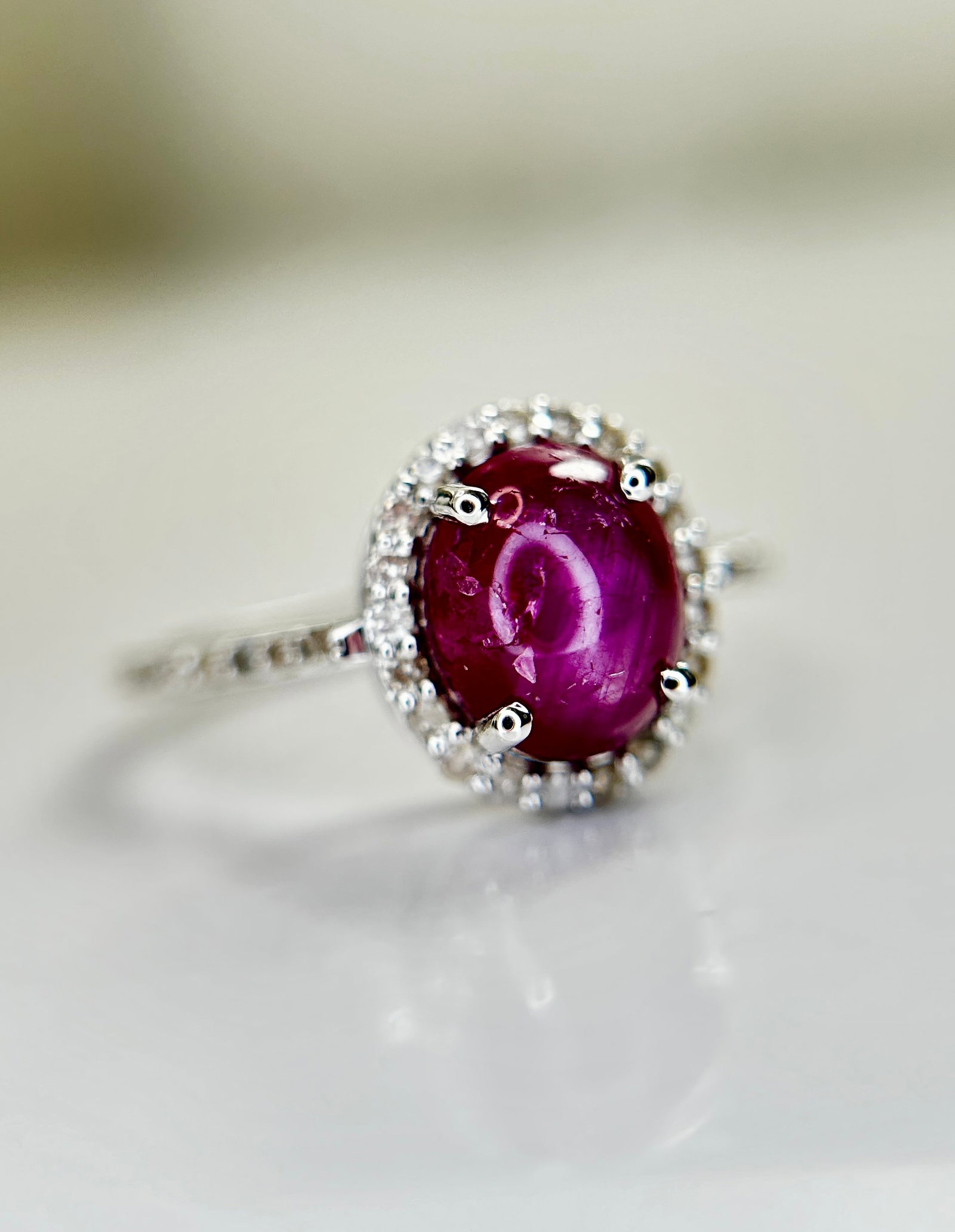 Natural Star Ruby Ring 2.71ct With Natural Diamonds & 18k Gold - 7