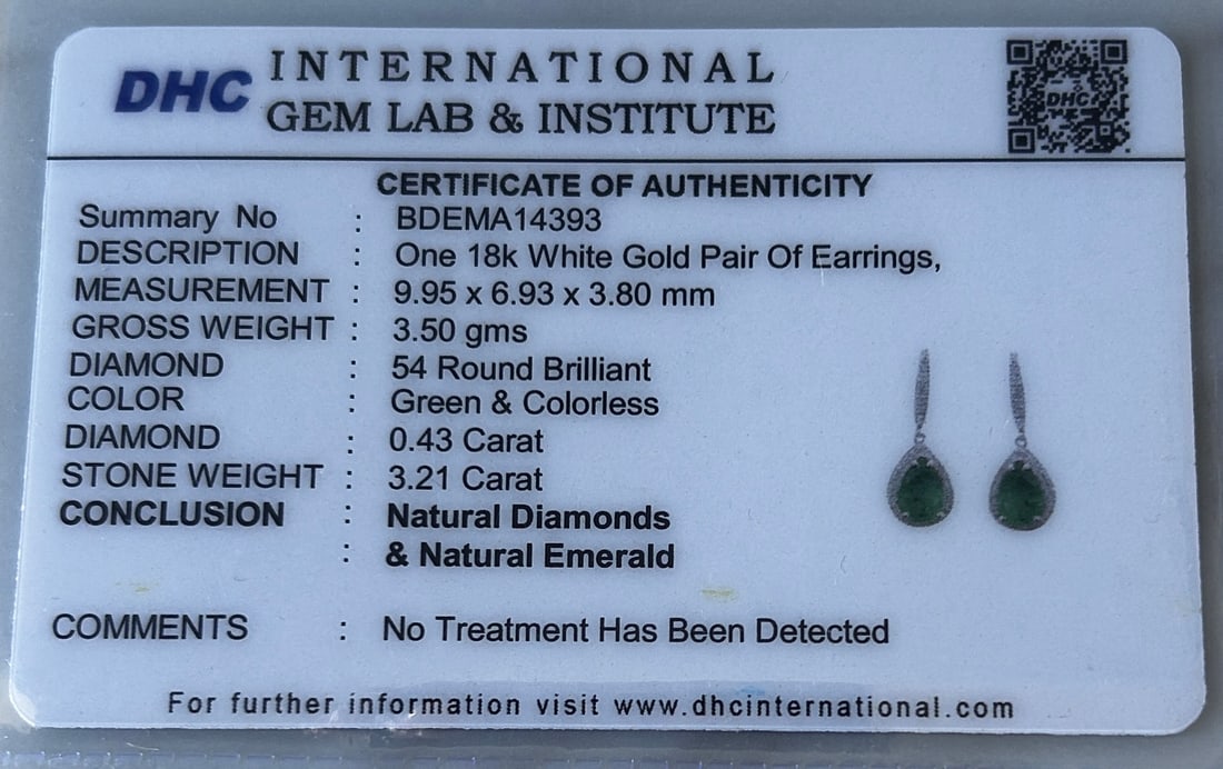 Beautiful 3.21ct Natural Emerald Earrings With Natural Diamonds & 18k Gold - 10