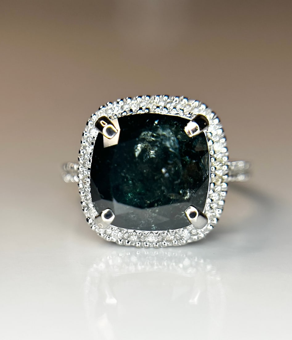 Beautiful 6.24ct Natural Solitaire Green Diamond & 18k Gold - 7