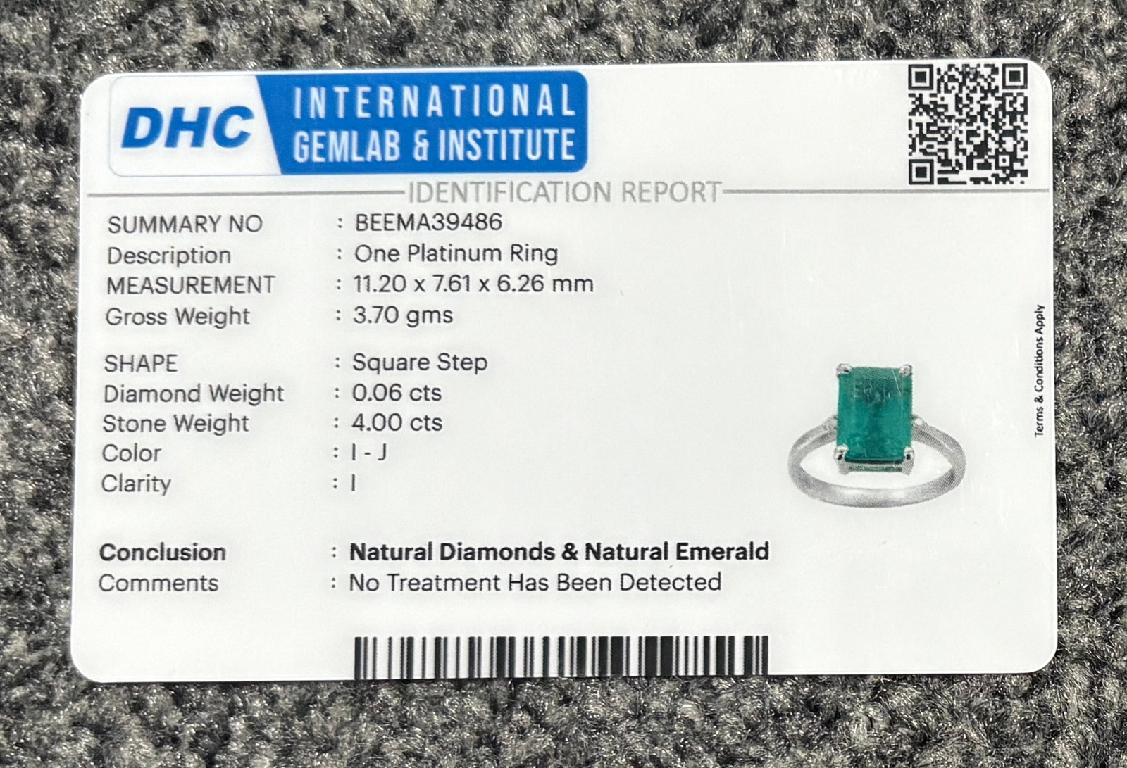 Beautiful 4.00 CT Natural Emerald Ring With Natural Diamonds & Platinum 950 - 11