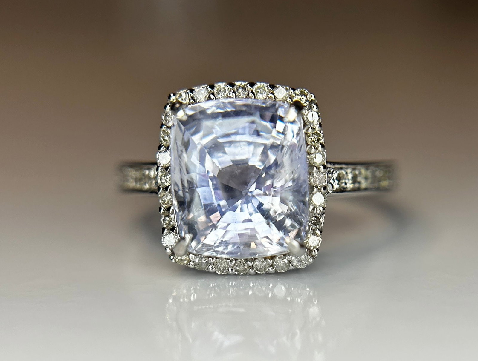 Beautiful 4.74 CT Unheated/Untreated Ceylon Blue Sapphire Diamonds & 18k Gold - 7