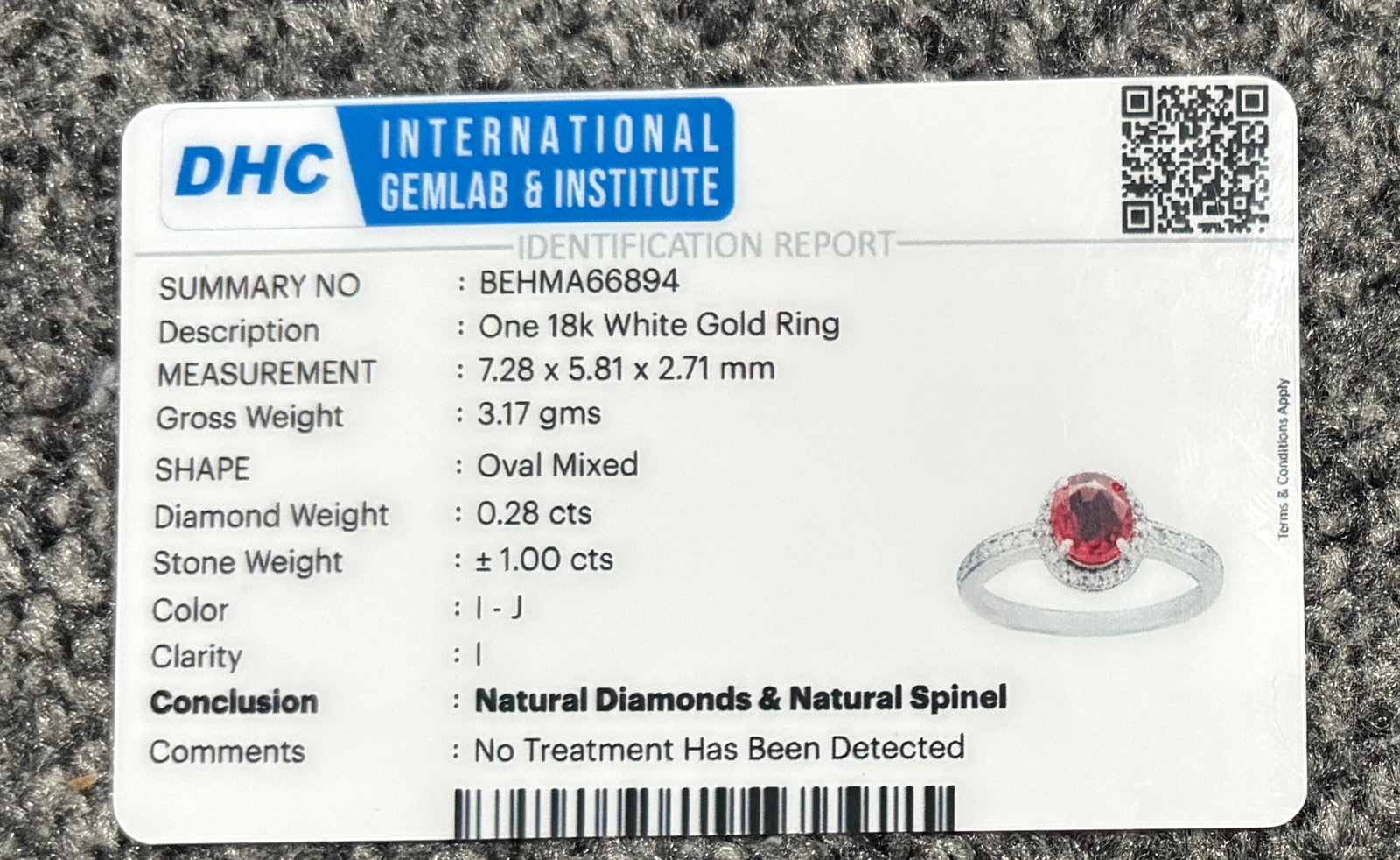 Beautiful Natural 1.00 Ct Spinel Ring With Diamonds and 18k Gold - 12