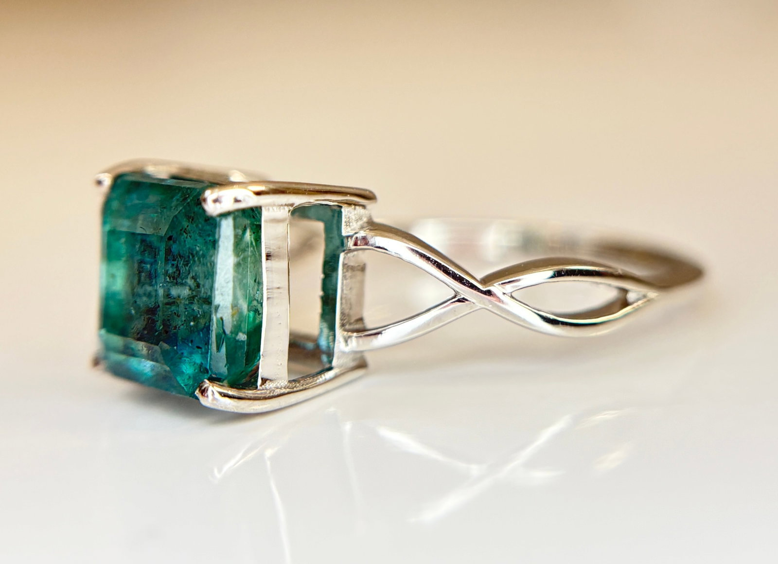 Beautiful 2.91 CT Natural Emerald Ring Platinum 950 - 6