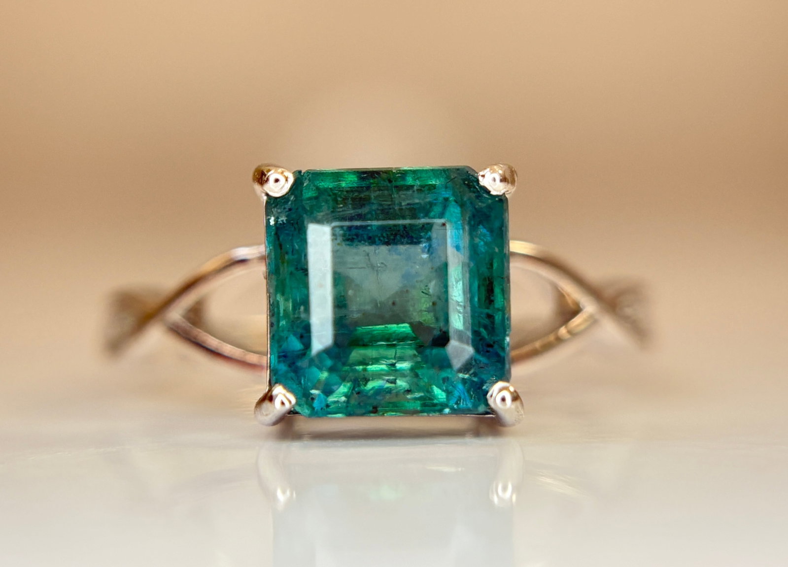 Beautiful 2.91 CT Natural Emerald Ring Platinum 950 - 8