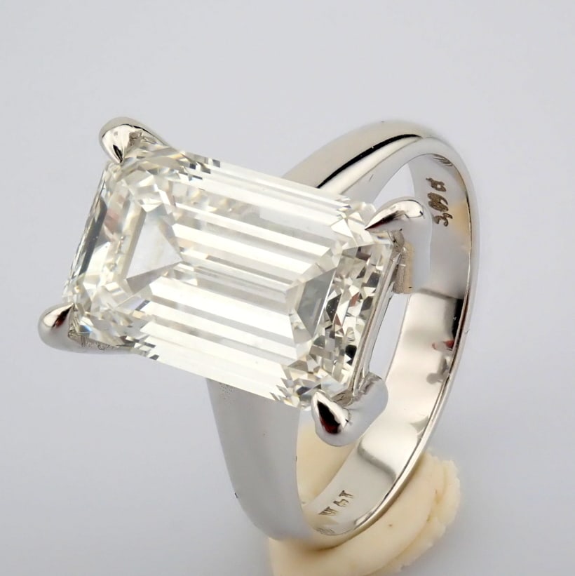 Emerald Cut Lab-Grown Diamond Ring - 5.09 Total Carat (IGI Certified) - 3