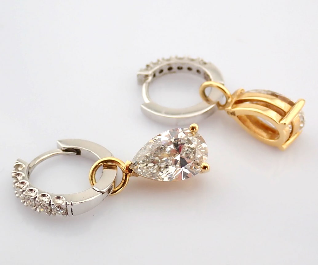Pear Cut Lab-Grown Diamond Earring - 3.85 Total Carat (IGI Certified) - 5