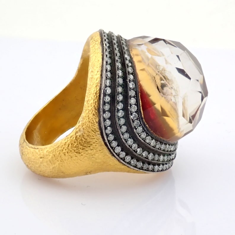 Natural Diamond 24K Yellow Gold Ring - 8