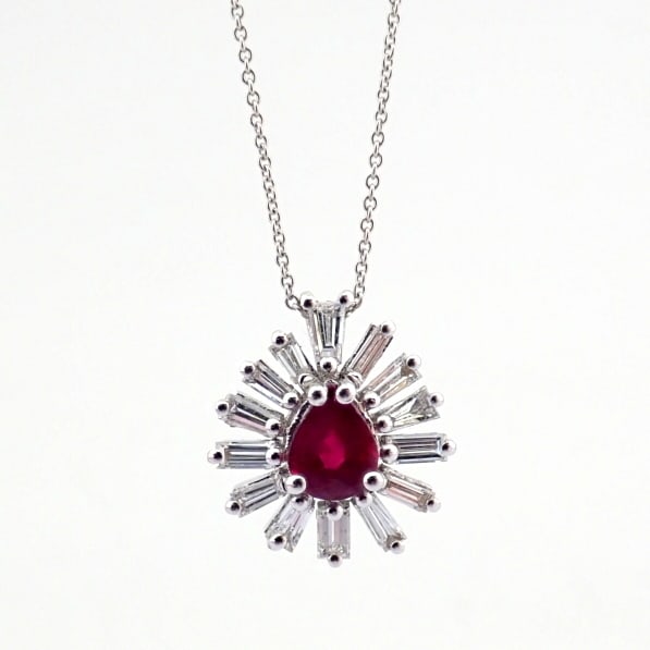 Natural Diamond 18K White Gold Necklace: Title: Natural Diamond 18K White Gold Necklace Description: An exquisite necklace detailed with ruby and brilliant diamonds -------------------------------------------------- • METALS AND