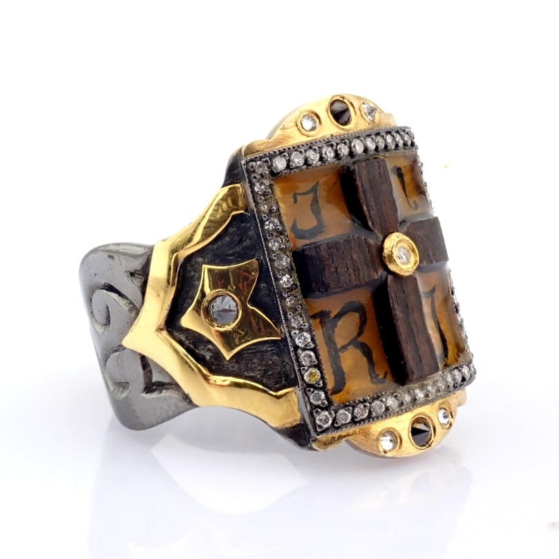 Natural Diamond 24K Yellow Gold Ring - 9