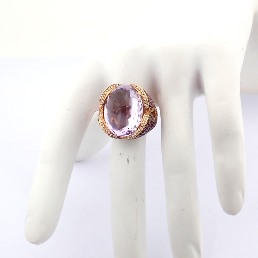 Natural Diamond 18K Rose/Pink Gold Ring - 10
