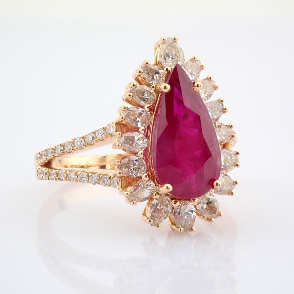 Natural Diamond 18K Rose/Pink Gold Ring - 10