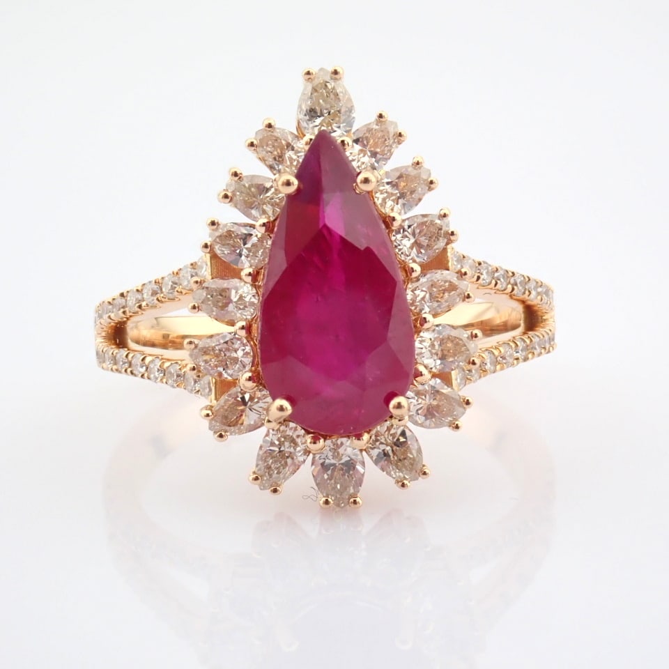 Natural Diamond 18K Rose/Pink Gold Ring - 11