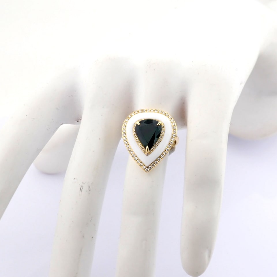 Natural Diamond 18K Yellow Gold Ring - 6