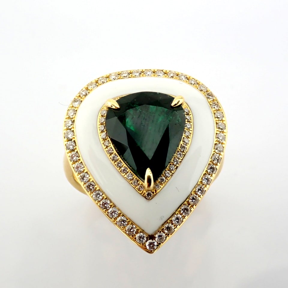 Natural Diamond 18K Yellow Gold Ring - 9