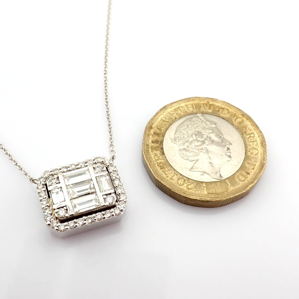 Natural Diamond 18K White Gold Necklace - 9