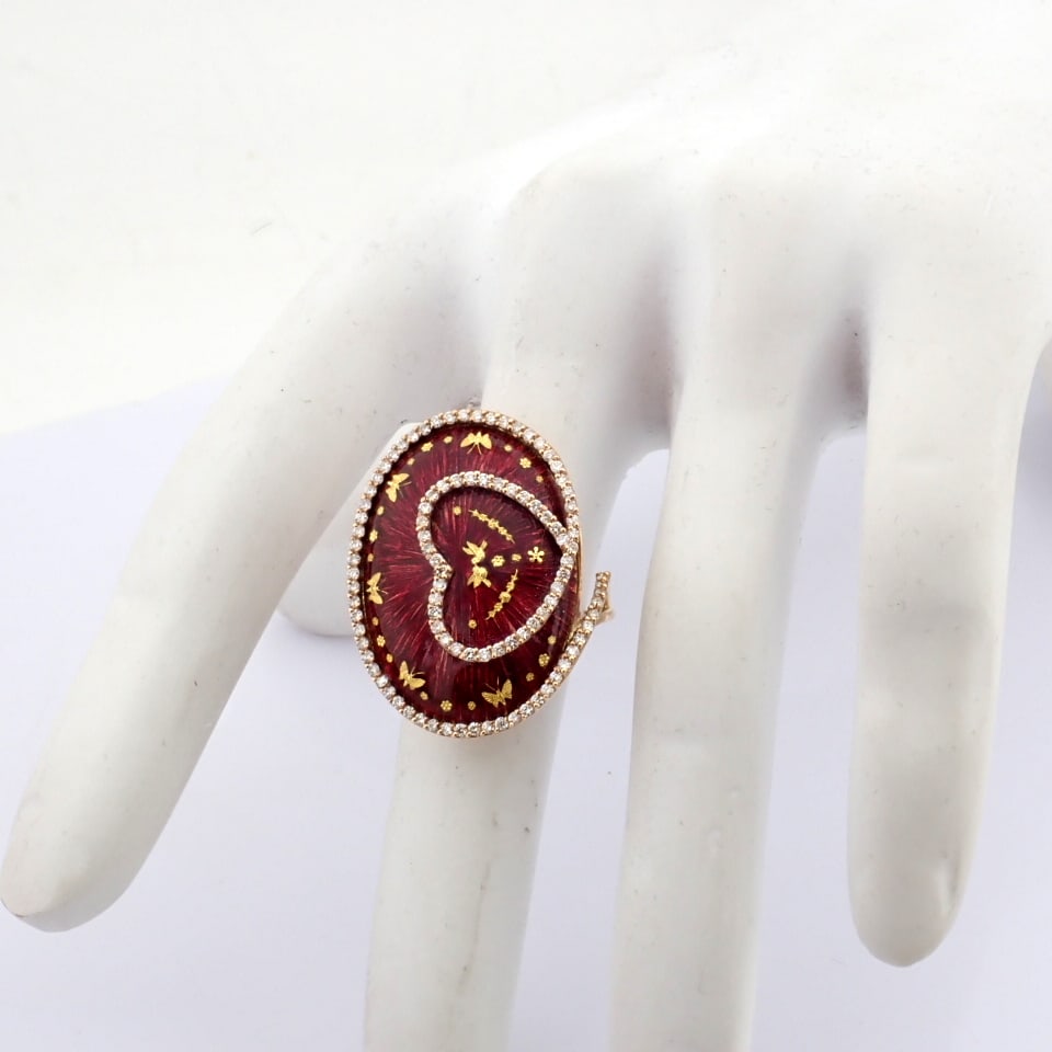 Natural Diamond 18K Yellow Gold Ring - 10