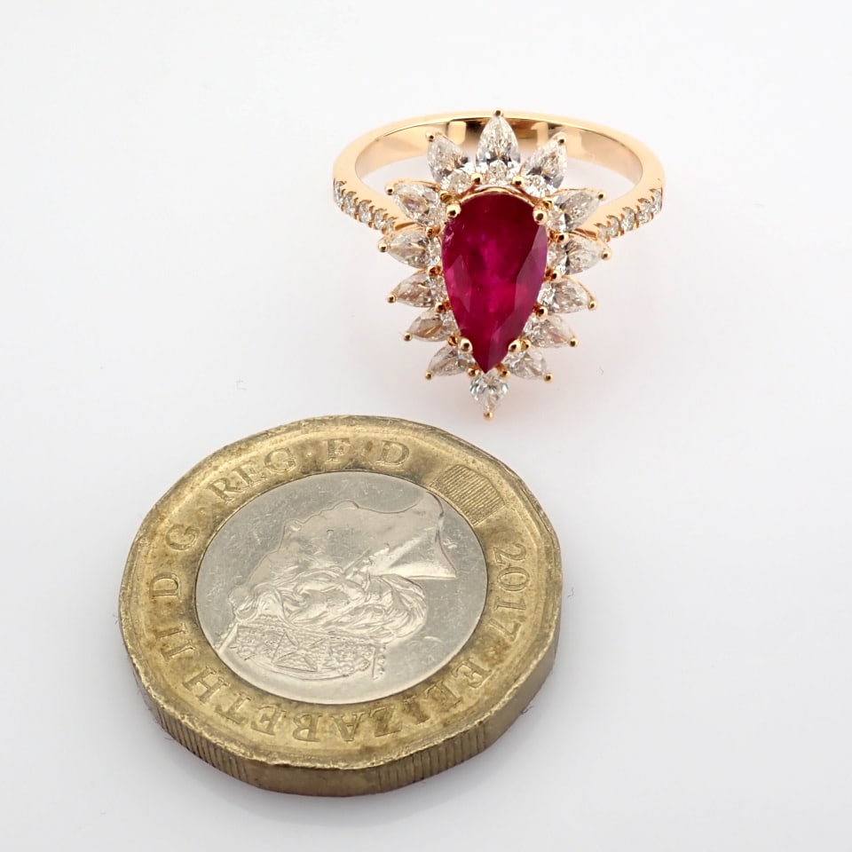 Natural Diamond 18K Rose/Pink Gold Ring - 8