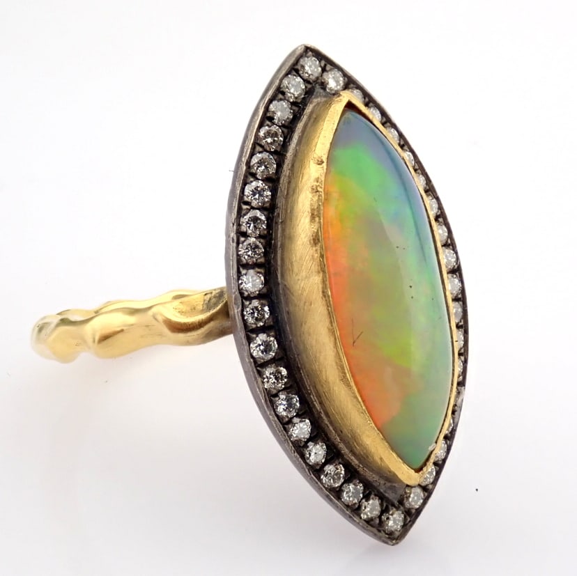 Natural Diamond 18K Yellow Gold Ring - 10