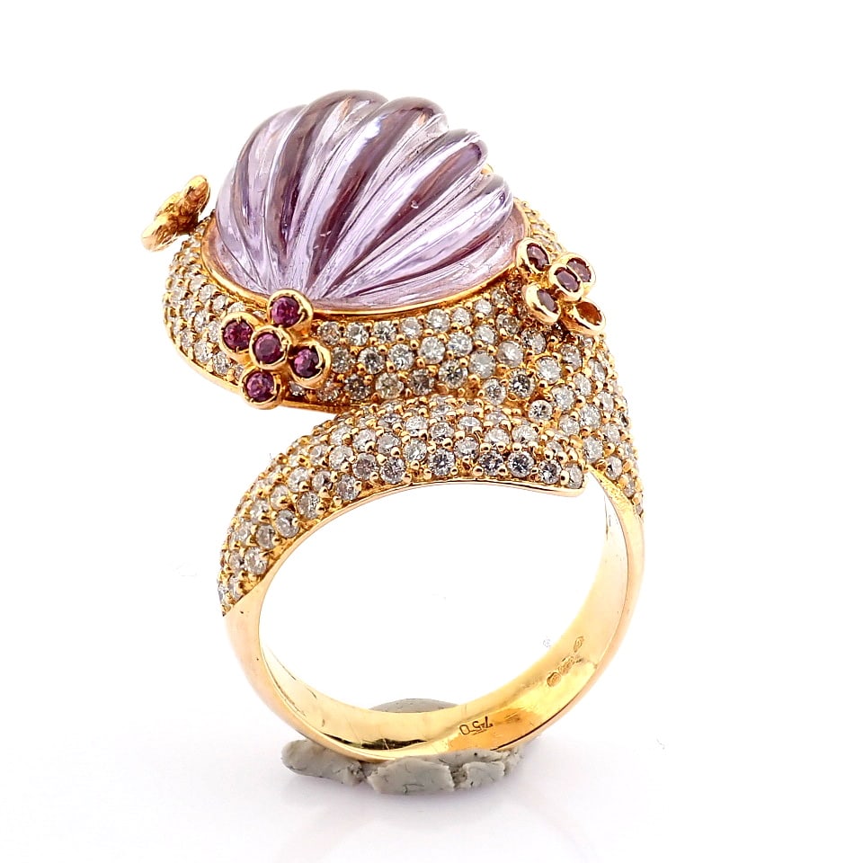 Natural Diamond 18K Rose/Pink Gold Ring - 11