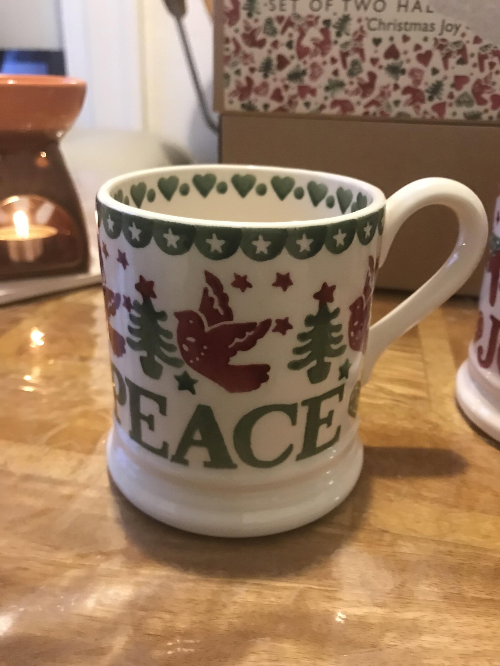 Emma Bridgewater Christmas Joy & Peace Half Pint Mugs, Set of 2, 280ml, Red/Multi - 3