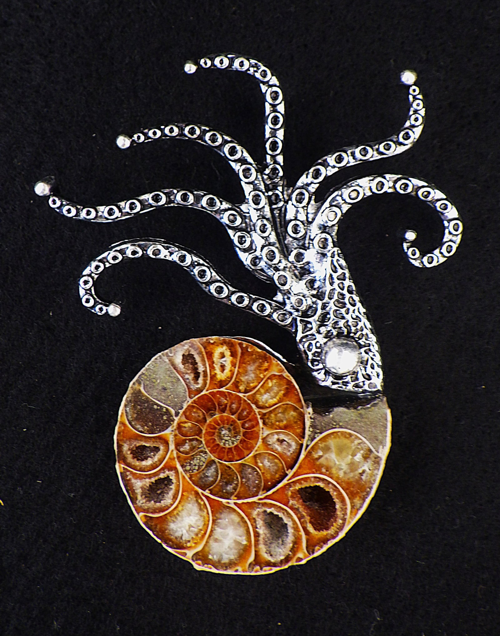 Ammonite brooch & necklace set - 3
