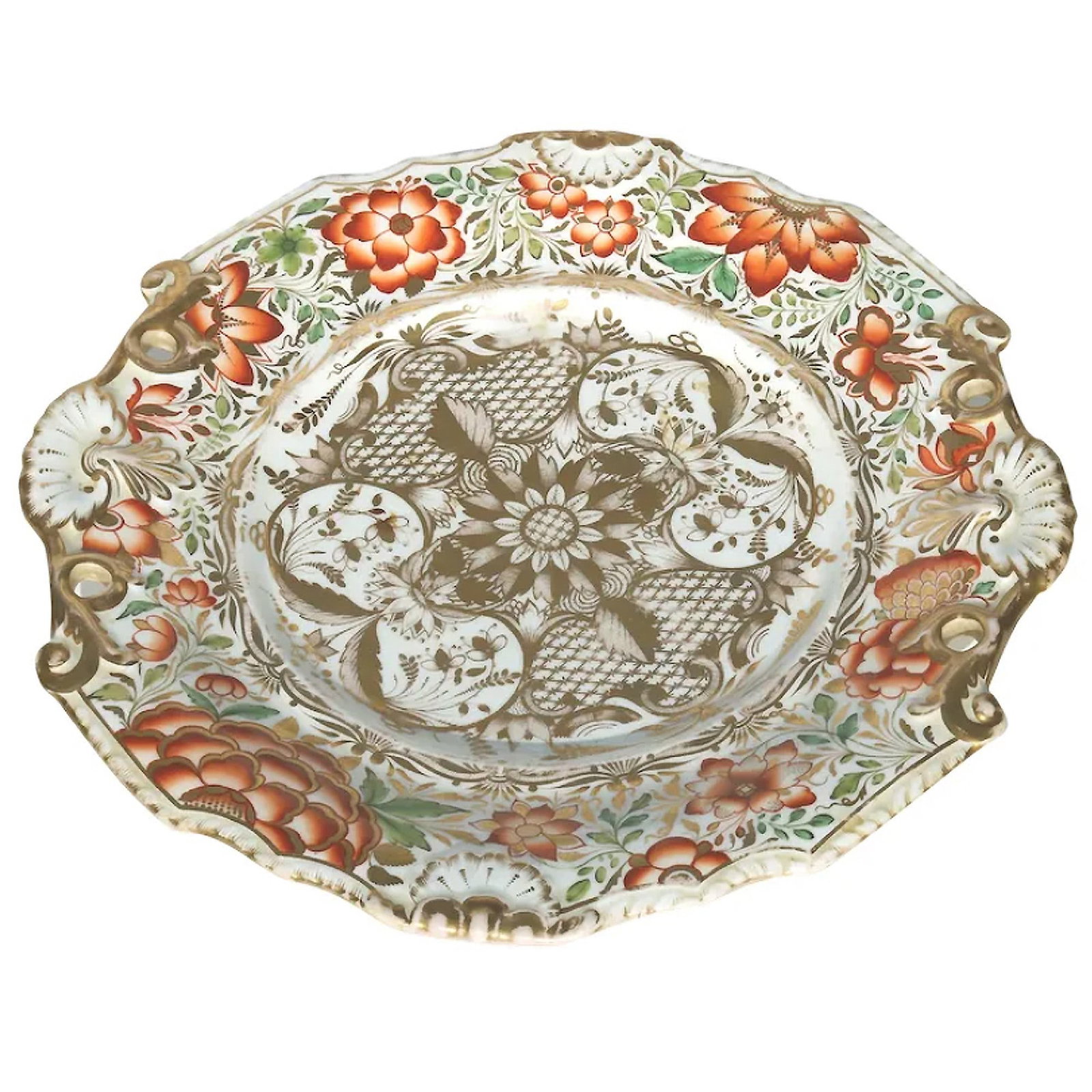 An antique Georgian finely gilded Coalport porcelain Stand Plate C.early 19thC: Title: An antique Georgian finely gilded Coalport porcelain Stand Plate C.early 19thC Description: An antique Georgian finely gilded porcelain Stand / Plate, the gilding in the manner of Coalport