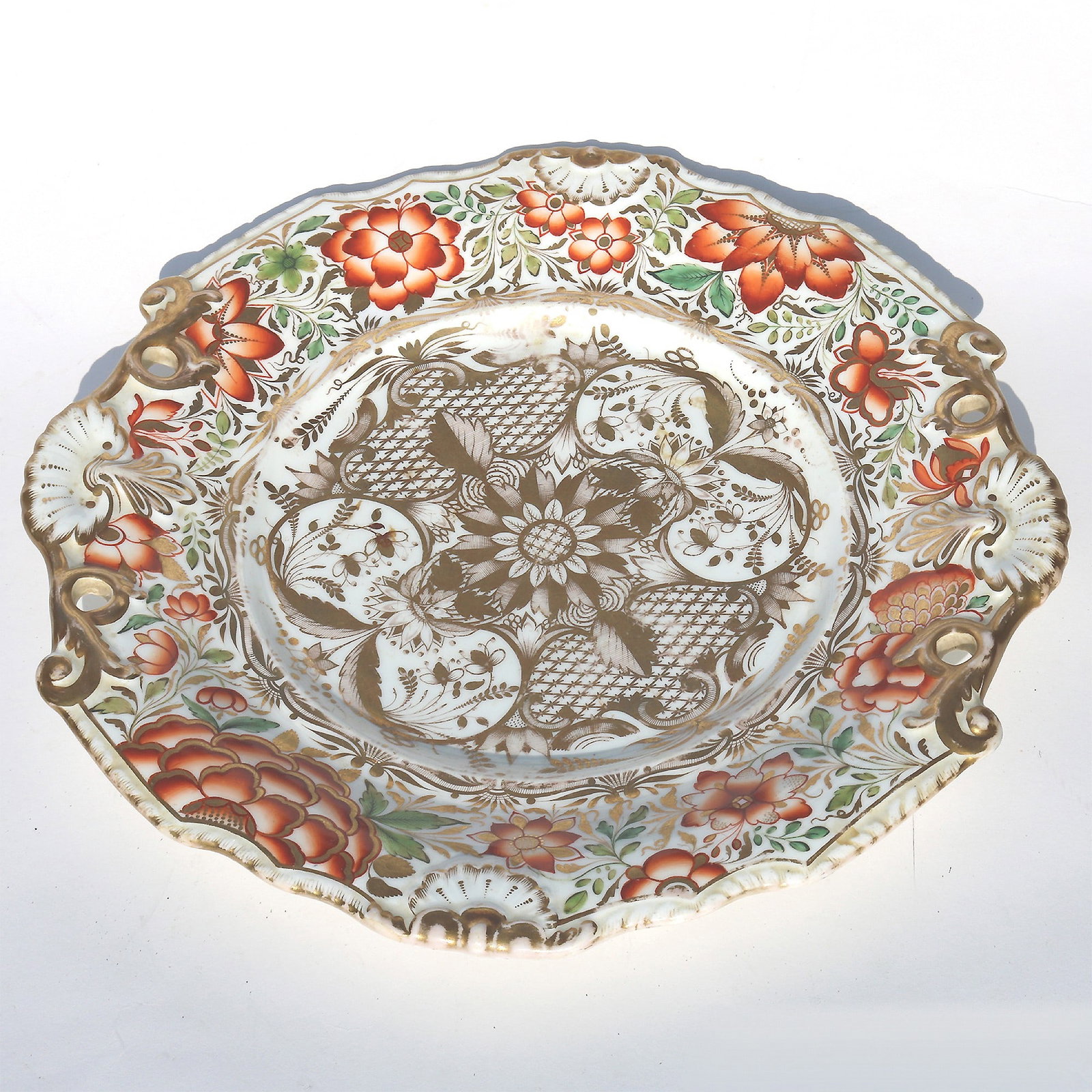An antique Georgian finely gilded Coalport porcelain Stand Plate C.early 19thC - 4