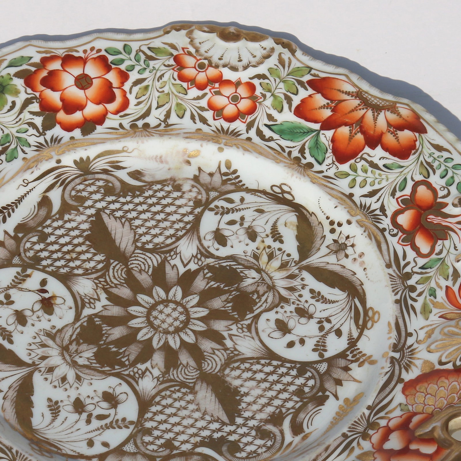 An antique Georgian finely gilded Coalport porcelain Stand Plate C.early 19thC - 5