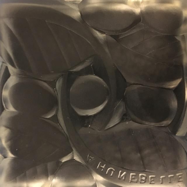 Andre Hunebelle (1896-1985) Art Deco, Opalescent Ashtray, Leaf and Berries, Signed, 1930 - 12