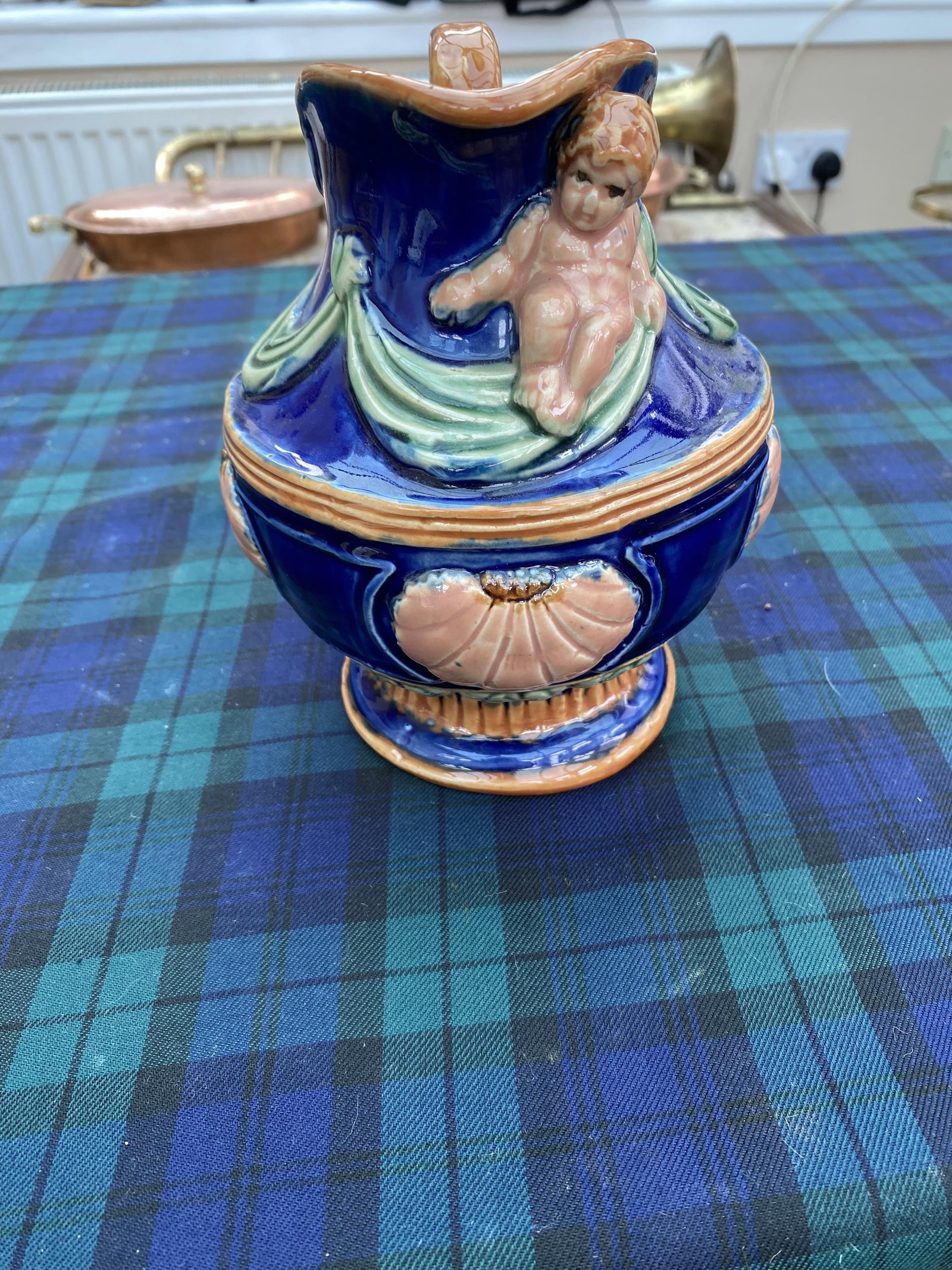 18cm majolica Cupid jug (1 of 2)