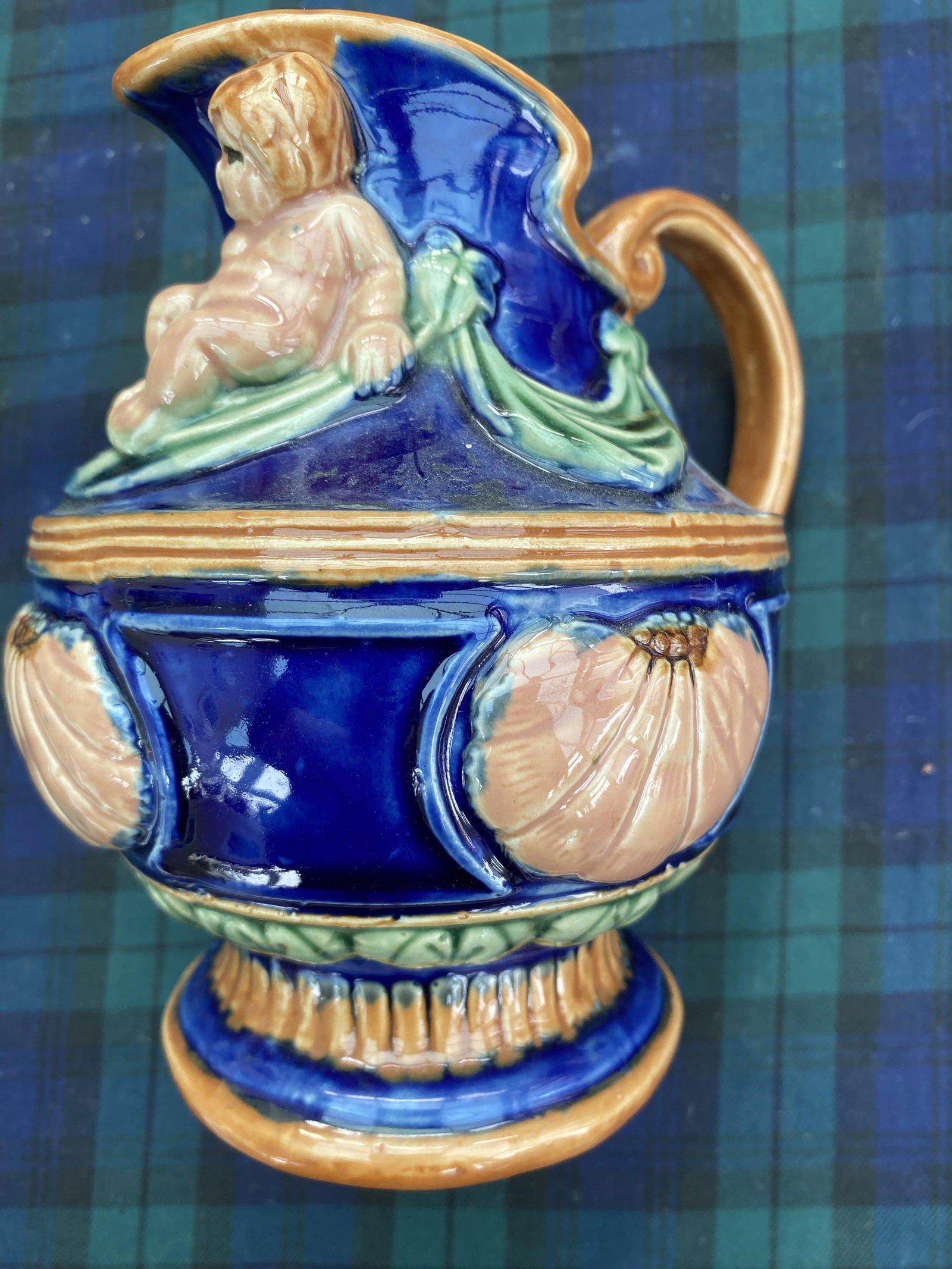 18cm majolica Cupid jug - 2