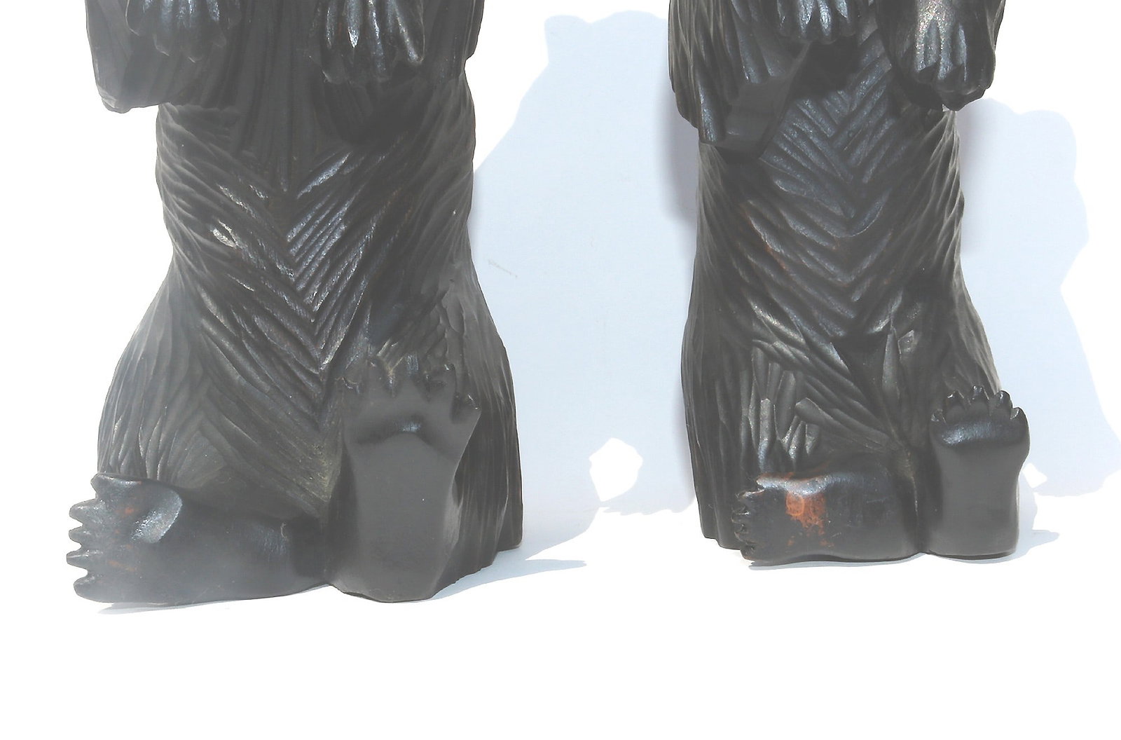 A large pair of good antique Treen Black Forest Begging Bears with glass eyes 19th - 14