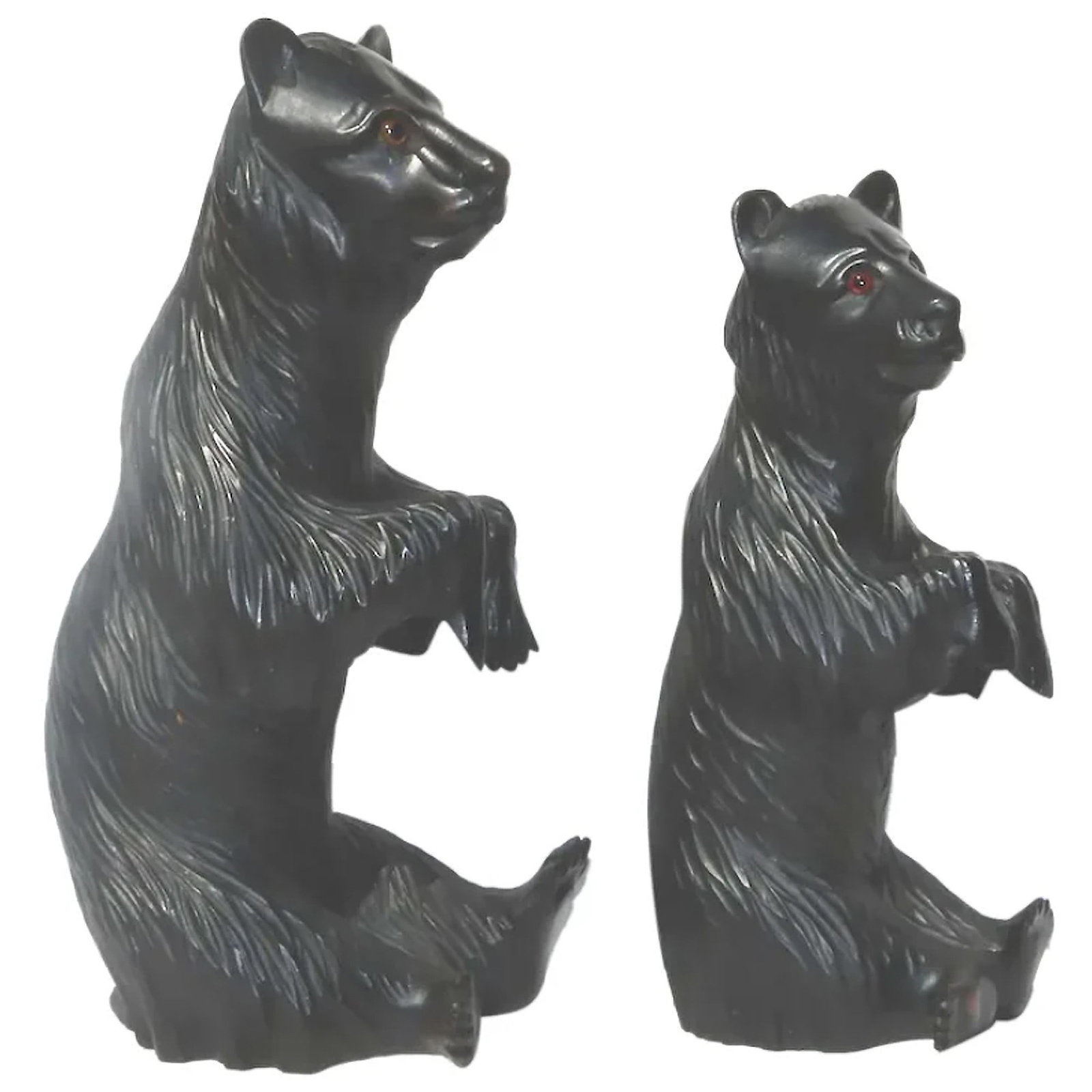 A large pair of good antique Treen Black Forest Begging Bears with glass eyes 19th (1 of 14)