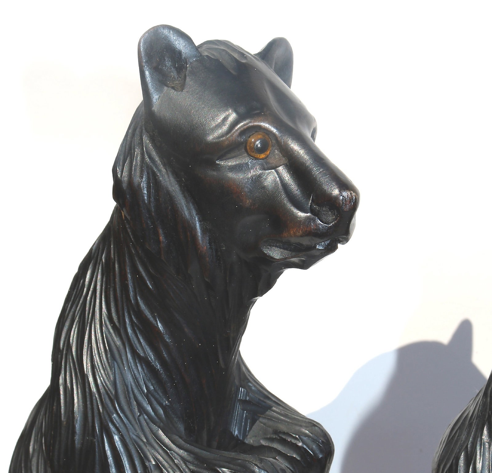 A large pair of good antique Treen Black Forest Begging Bears with glass eyes 19th - 3