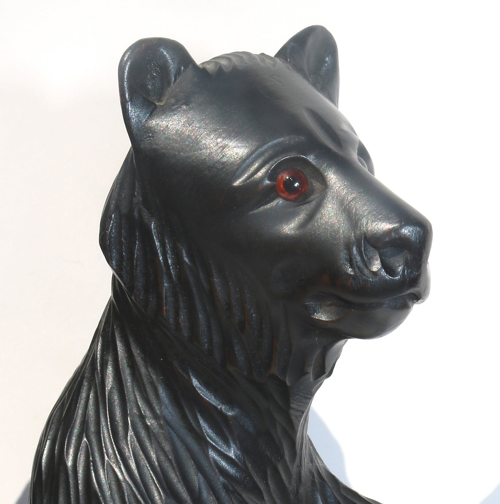 A large pair of good antique Treen Black Forest Begging Bears with glass eyes 19th - 4