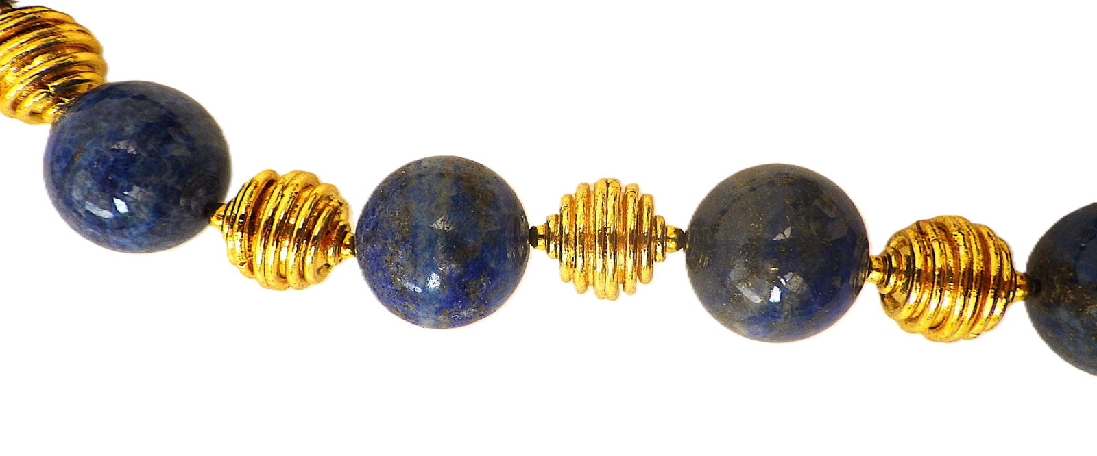 Large beaded lapis lazuli necklace & earrings set with Chinese dragons. - 3