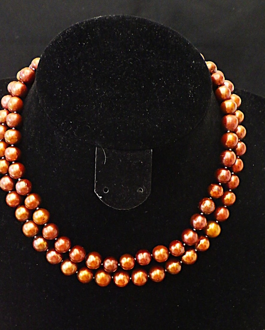 South seas natural coffee coloured cultured pearl long necklace - 2