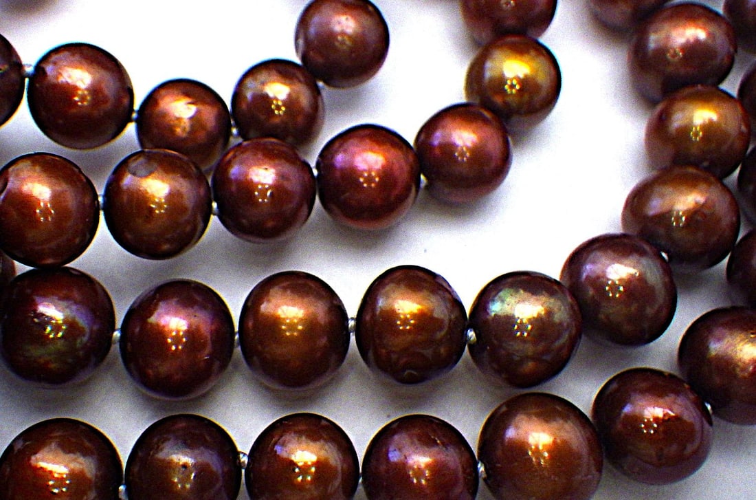 South seas natural coffee coloured cultured pearl long necklace - 3