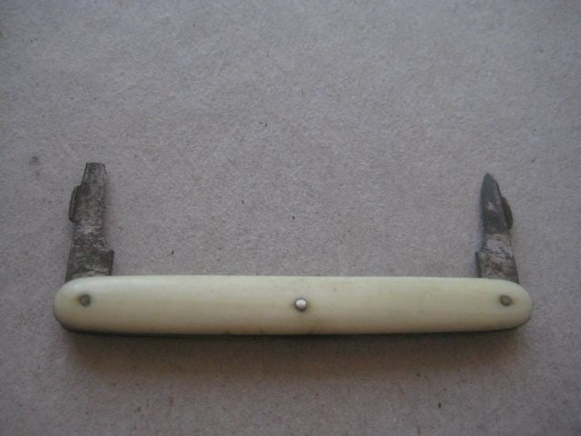 Antique French Bone Hafted Twin Bladed Penknife, c1900 - 2