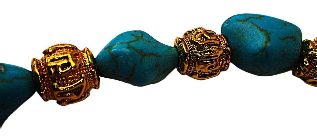 Chinese GP ""pixius"" & turquoise nuggets jewellery set - 5