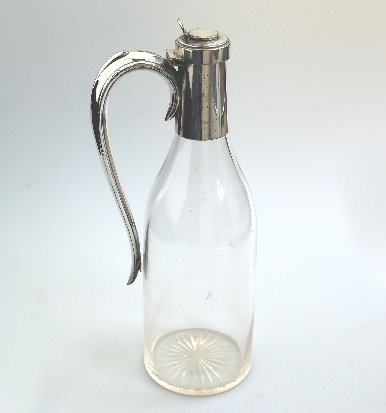 A very unusual antique novelty silver-plate Claret / cut glass Wine Jug C.1900 - 3