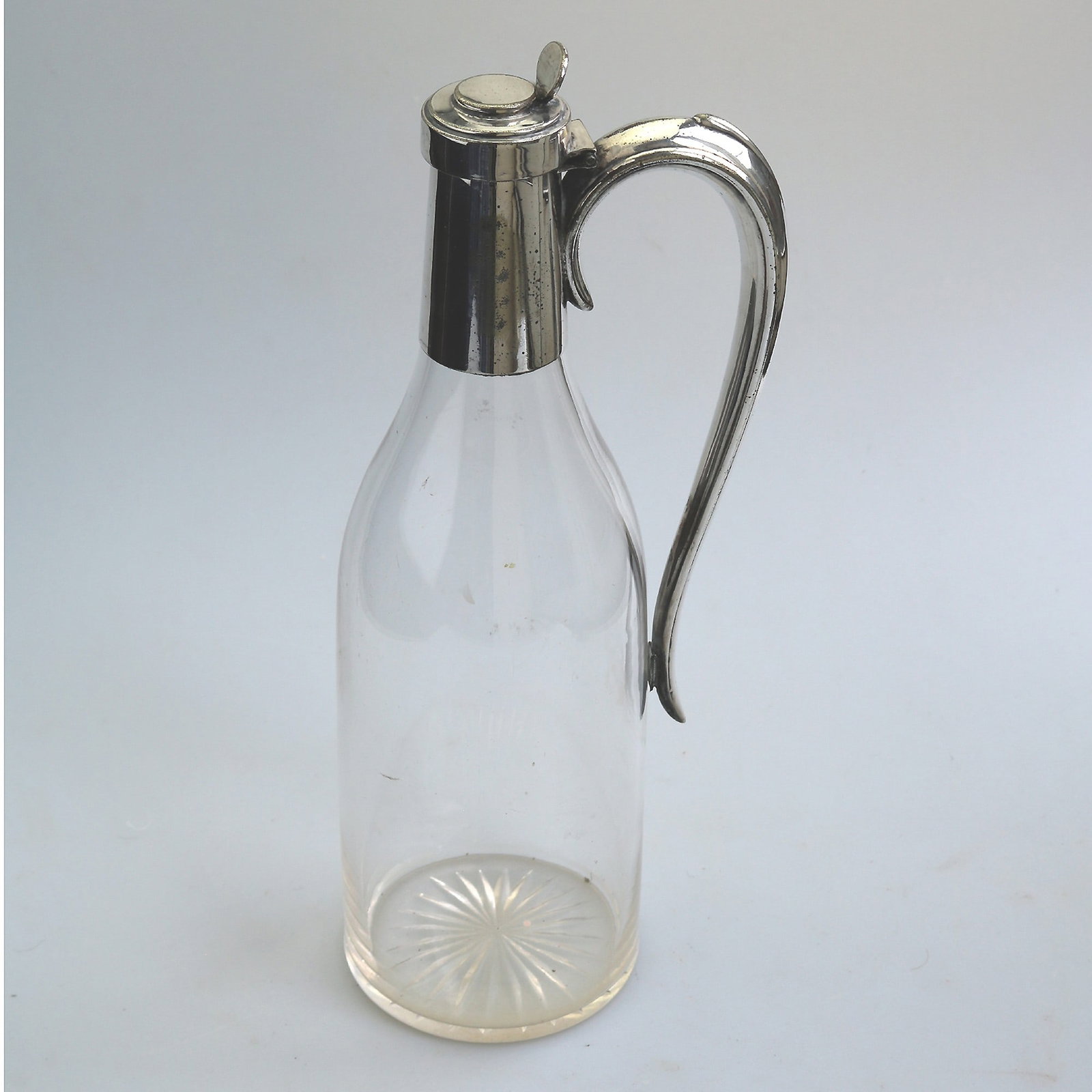 A very unusual antique novelty silver-plate Claret / cut glass Wine Jug C.1900 - 4