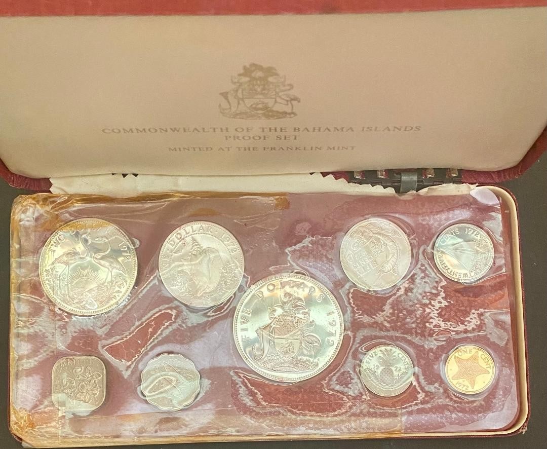 1972 PROOF COIN SET BAHAMA ISLANDS INCLUDING STERLING SILVER COINS. - 2
