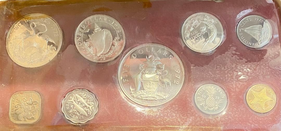 1972 PROOF COIN SET BAHAMA ISLANDS INCLUDING STERLING SILVER COINS. - 3