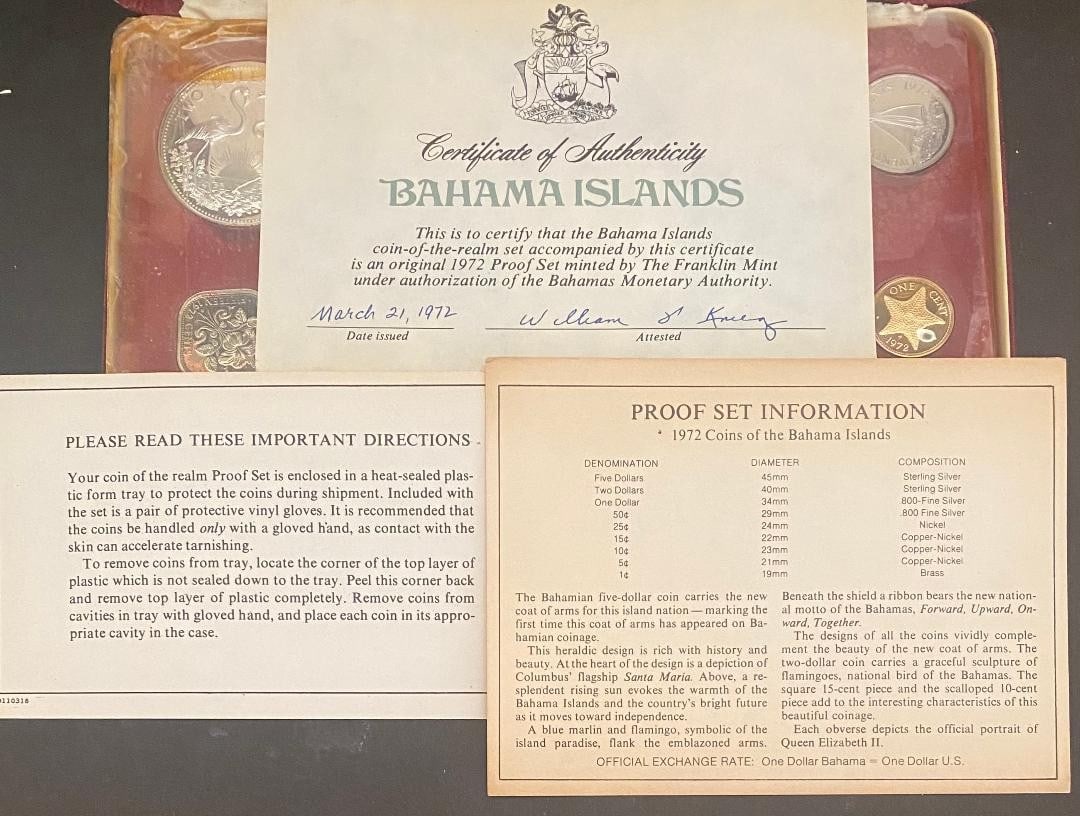 1972 PROOF COIN SET BAHAMA ISLANDS INCLUDING STERLING SILVER COINS. - 6