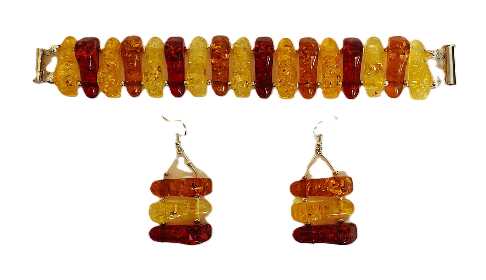Amber resin bracelet & earrings set - 2