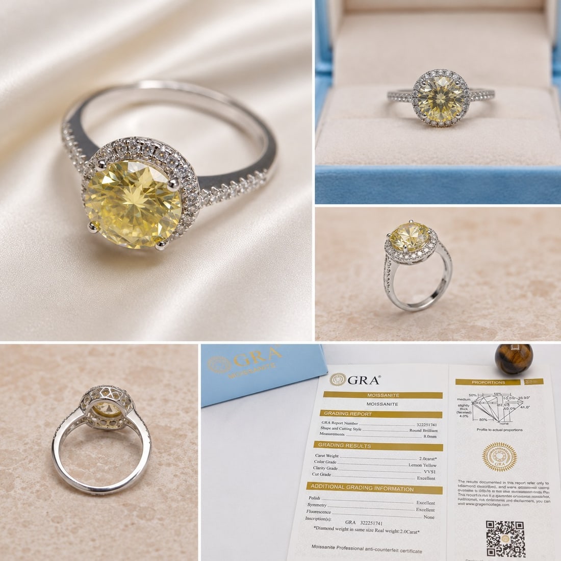 925 Sterling Silver Adjustable Ring with 2.0 Ct Lemon Yellow Moissanite – GRA Certified: Title: 925 Sterling Silver Adjustable Ring with 2.0 Ct Lemon Yellow Moissanite – GRA Certified Description: Elegant adjustable ring crafted from genuine 925 sterling silver, featuring a bri