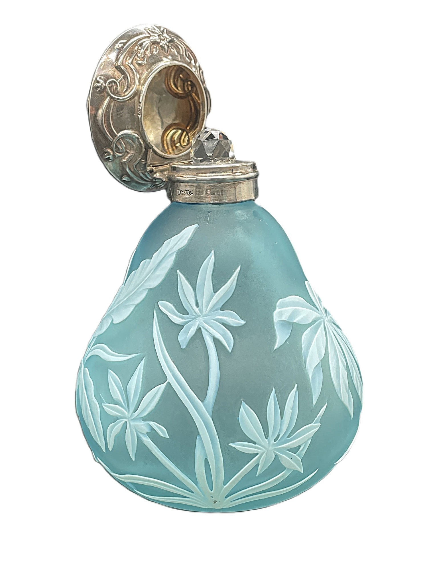 Thomas Webb Blue Cameo Glass Scent Bottle